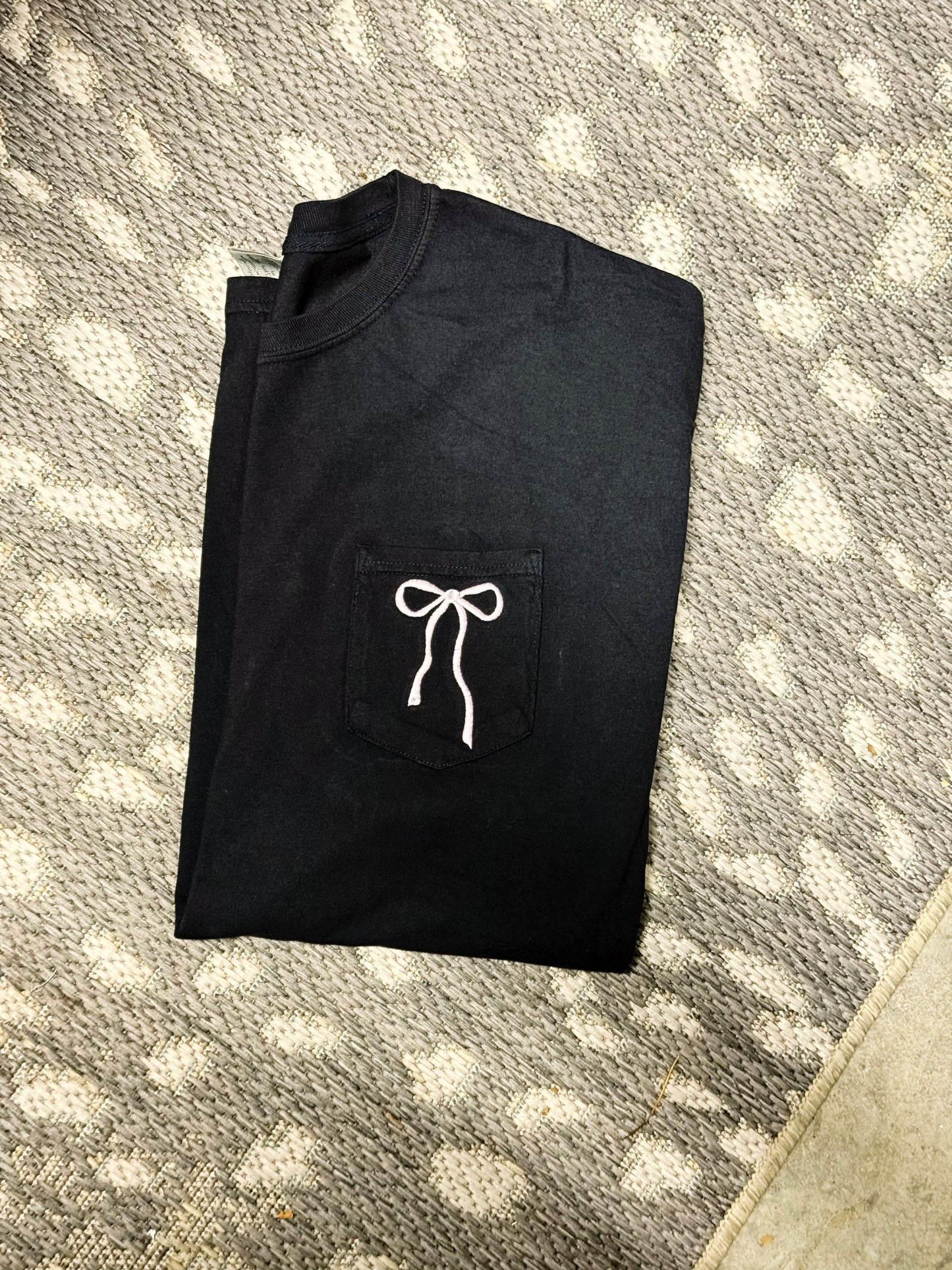 Embroidered Bow Pocket Tee