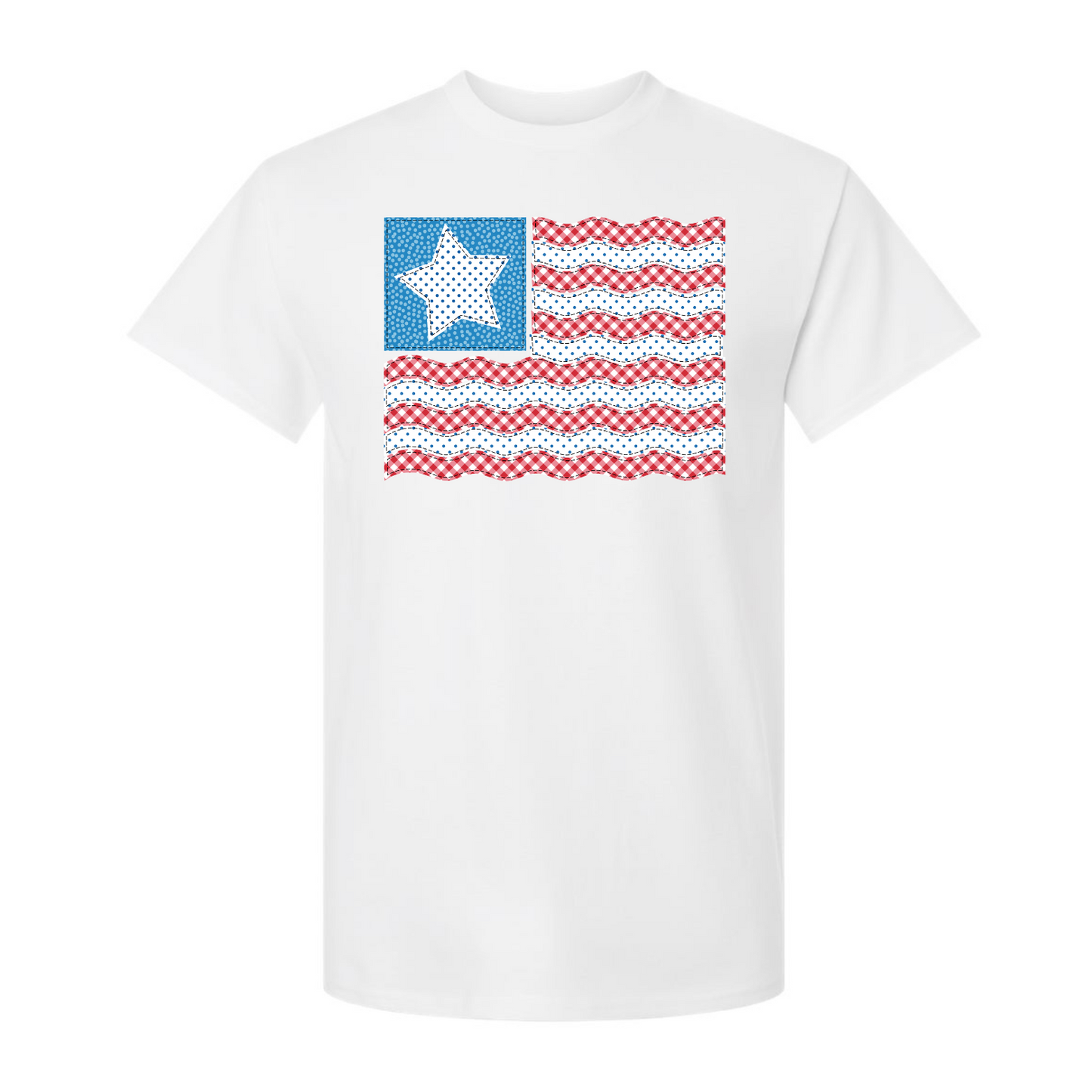 America Flag quilt Tee