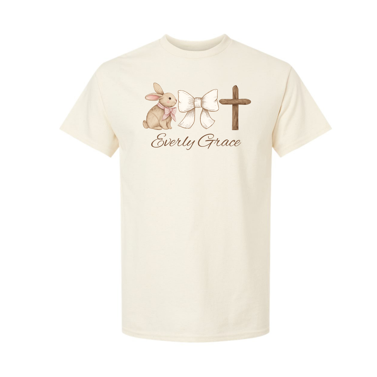 Easter Tee Bunny, Bow, Cross