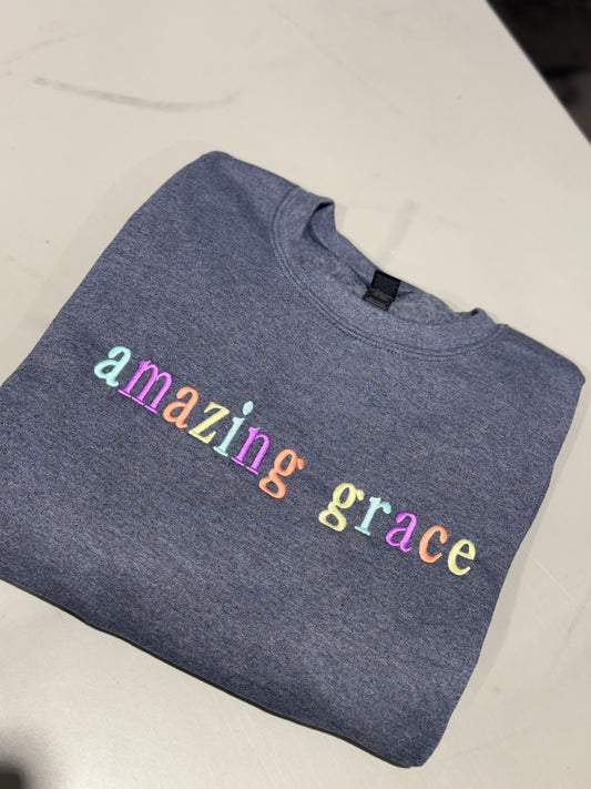 Amazing Grace Embroidered Sweatshirt