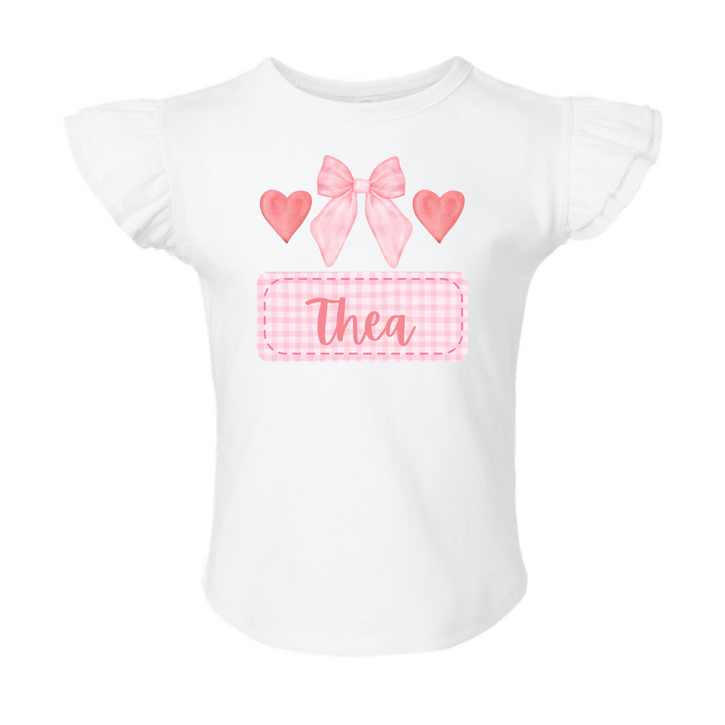 Girls Flutter Sleeve Tee V-day