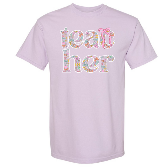 Teacher Tee Floral with bow